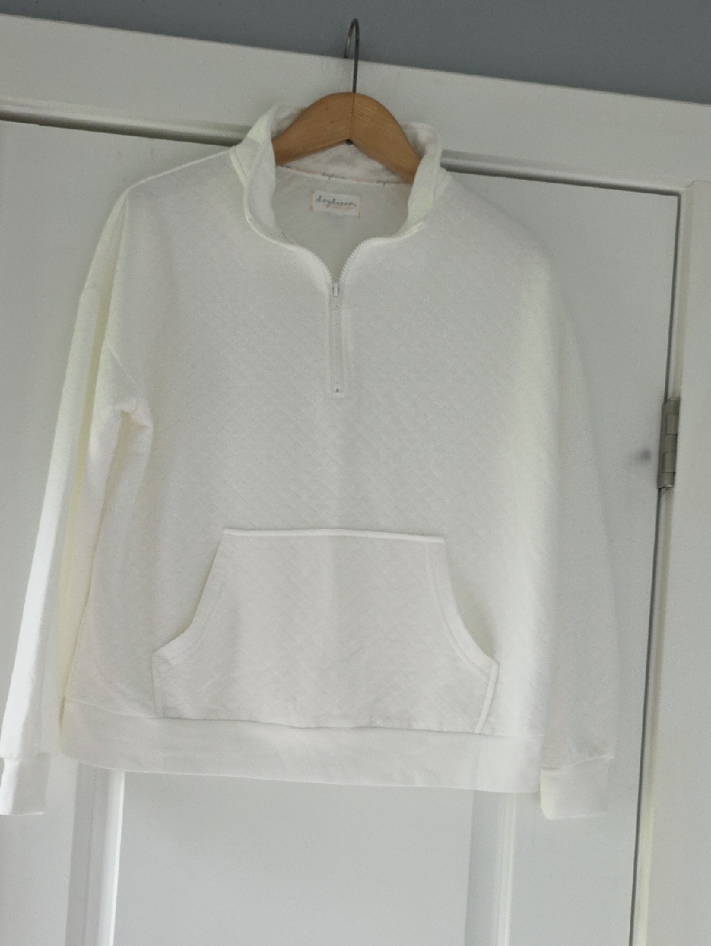 Daydream By Berkshire Home Quilted Half-Zip Pullover Sweatshirt in Ivory Cream